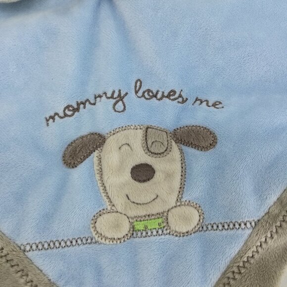 Carters Puppy Dog Mommy Loves Me Embroidered Lovey Lovie Security Blanket Blue - Picture 6 of 6